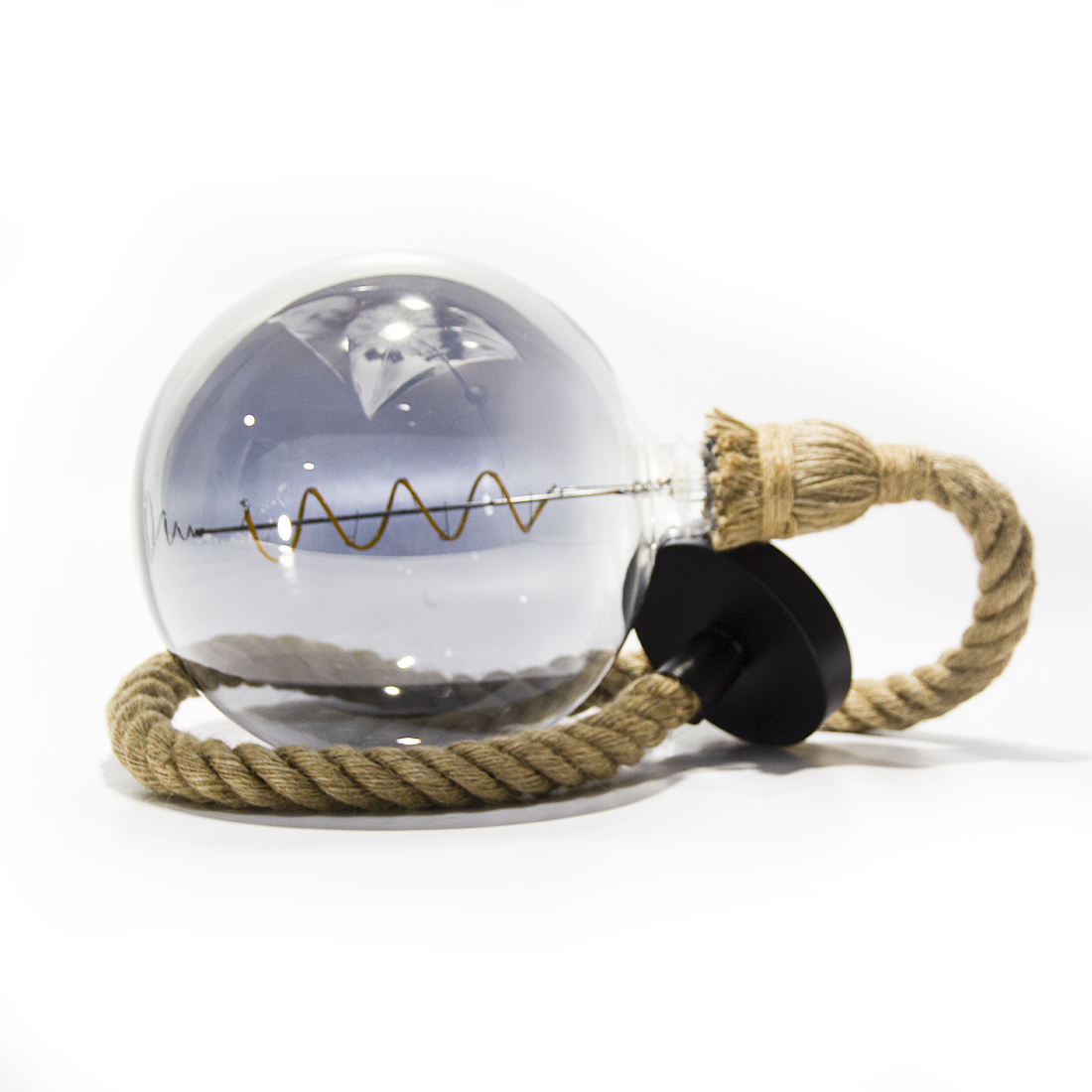 Lampara Smoky Led 6 Wats Diametro 20cm Cordi¡on en Cañamo largo 1mt.